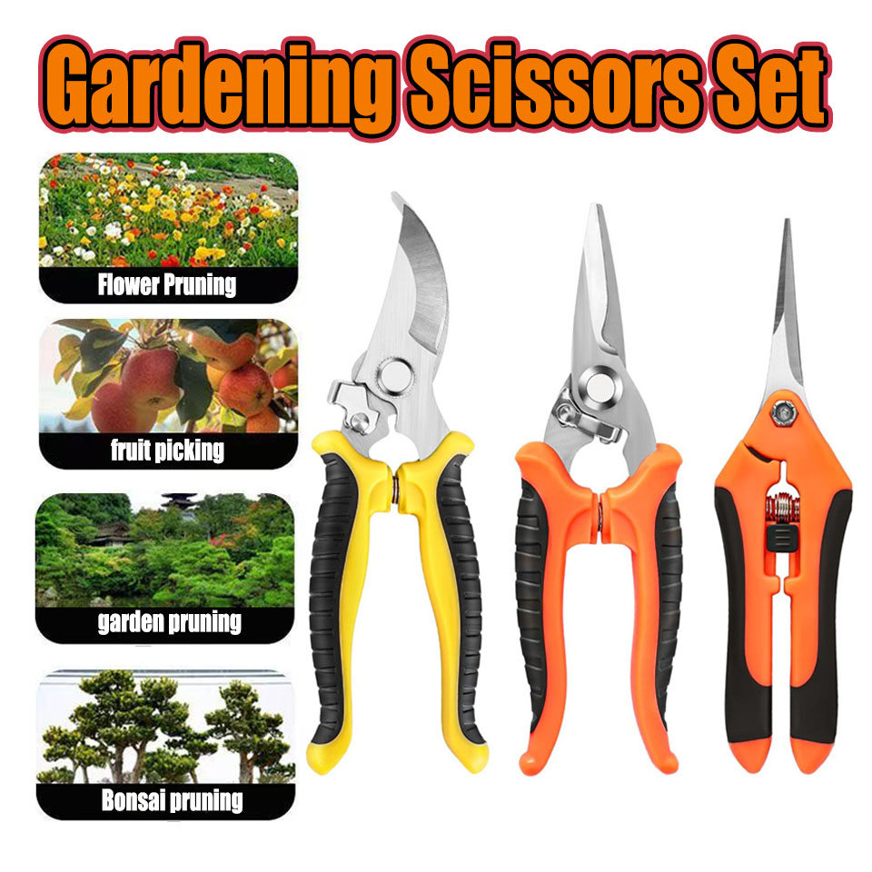 Gardening Tools On Sale - 3PCS Gardening Scissors Set Ergonomic non-slip