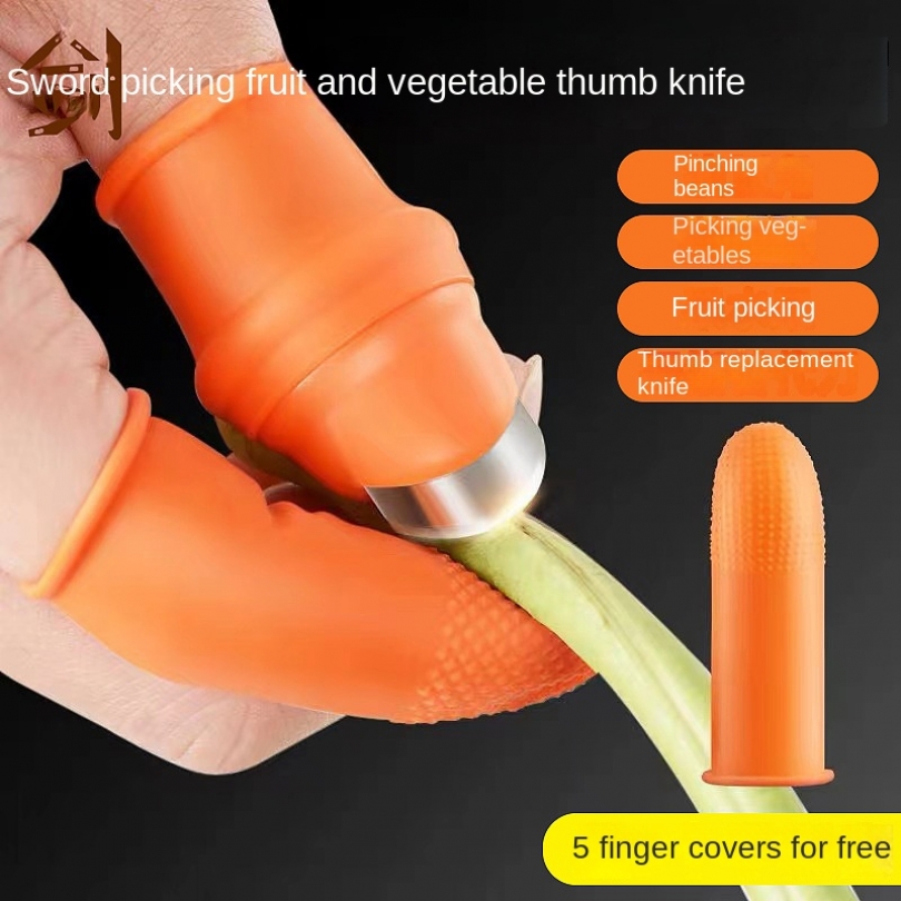 Gardening Tools Gloves - 6pcs Steel Thumb Cutter Knife Set