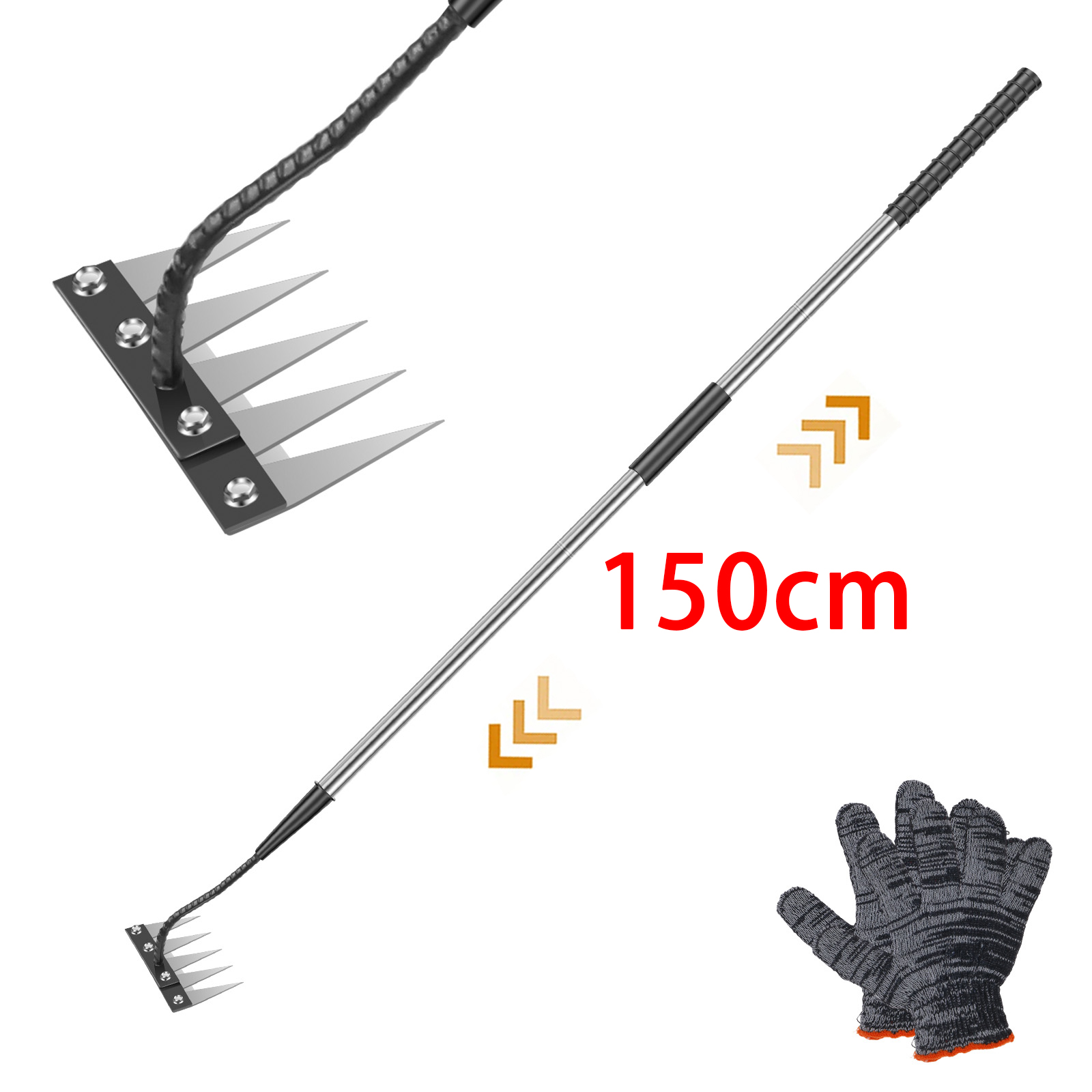 Gardening Tools Gloves - 5 Teeth Stainless Steel Weeding Rake