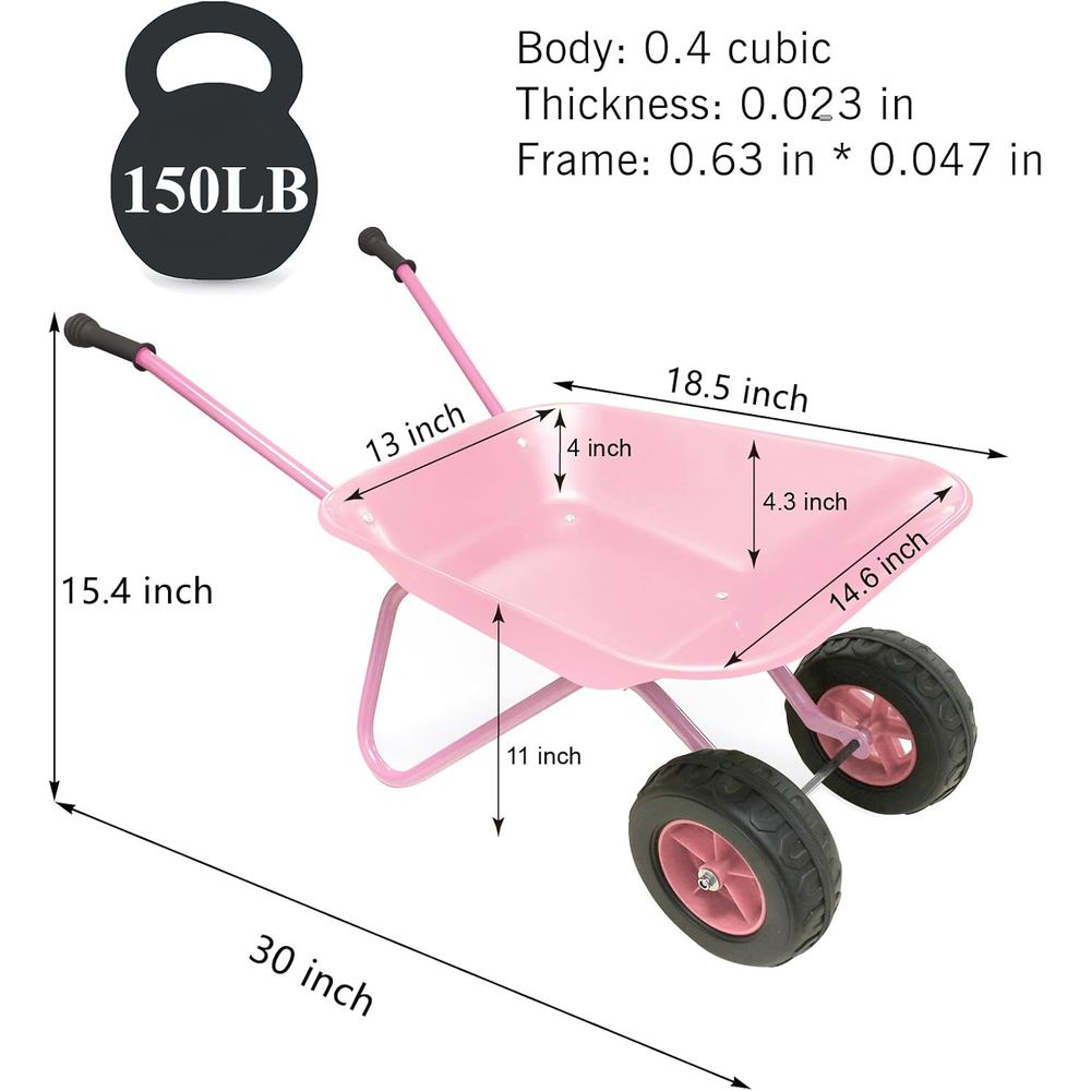 Children's Pink Metal Wheelbar – обзор и цена Gardening Tools Gloves
