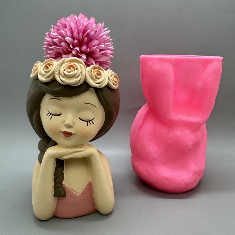 Cute girl flower pot silicone  – обзор и цена Gardening Tools Cute