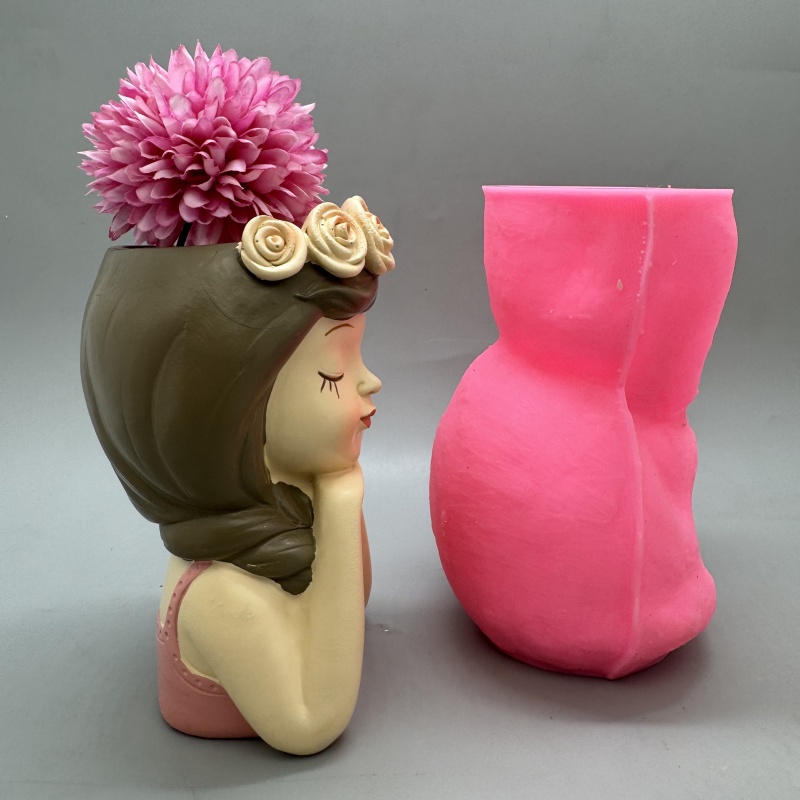 Cute girl flower pot silicone  – обзор и цена Gardening Tools Cute