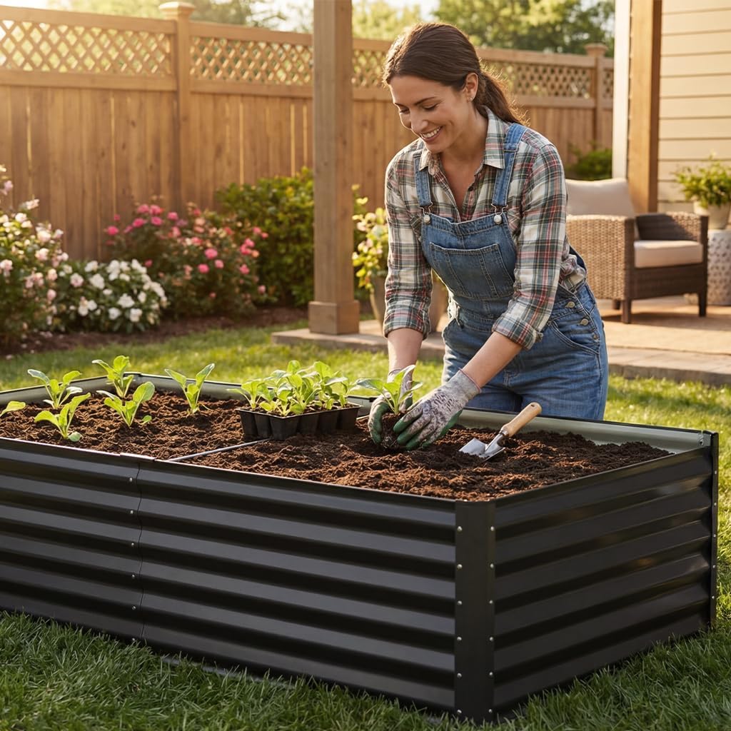 Raised Garden Bed 8x4x2ft Galv – обзор и цена Gardening Tools Gloves