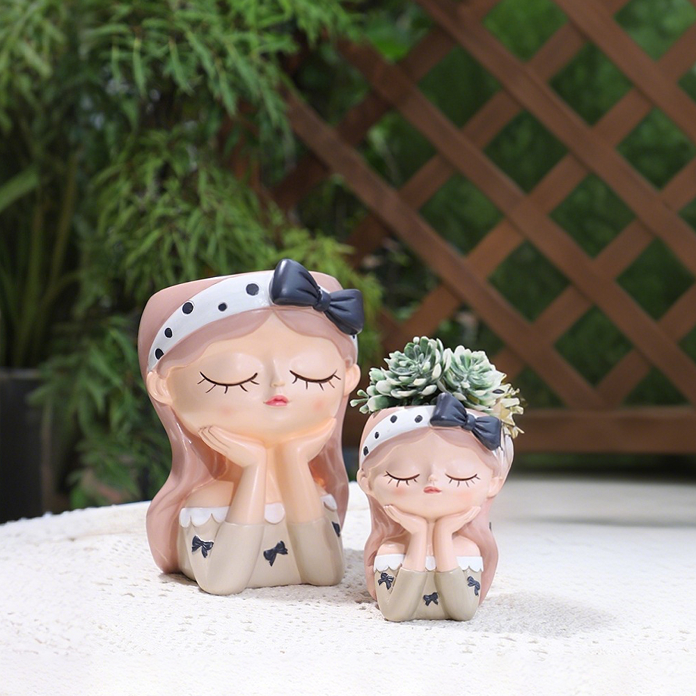 Cute Girl Small Plant Pot Resi – обзор и цена Gardening Tools Cute