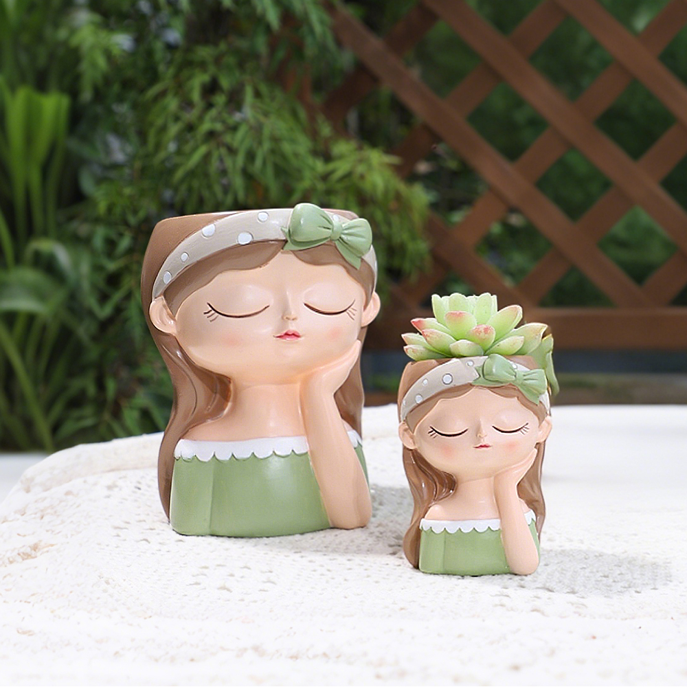 Cute Girl Small Plant Pot Resi – обзор и цена Gardening Tools Cute